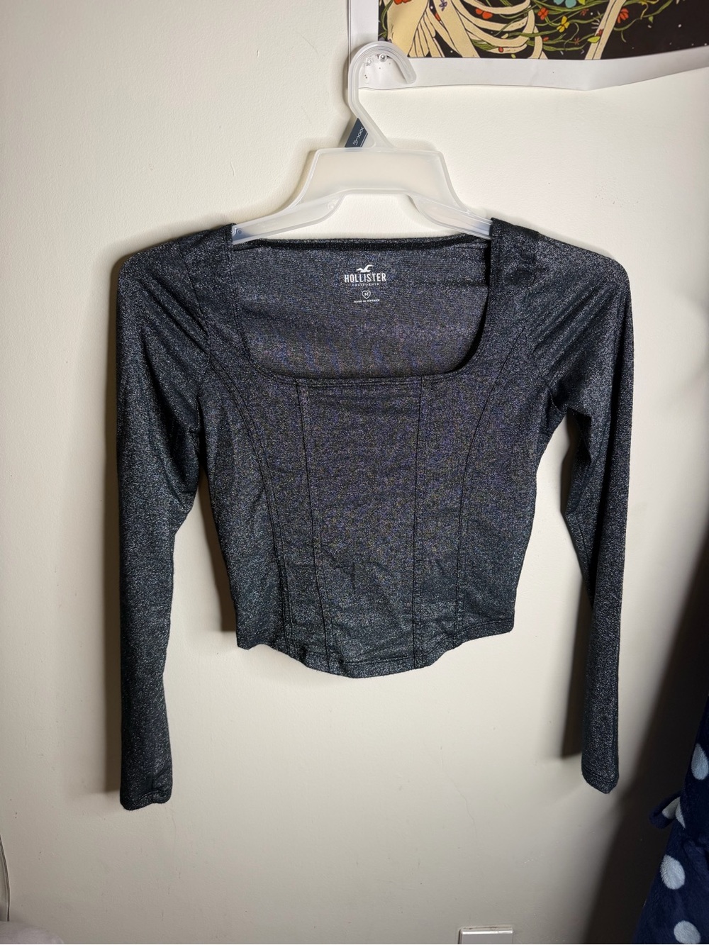Hollister Women's Shimmer Long-Sleeve Square-Neck Top